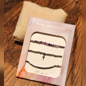 Keep Collective ~ Stretch Trio - Faith - Silver Bracelet Set
